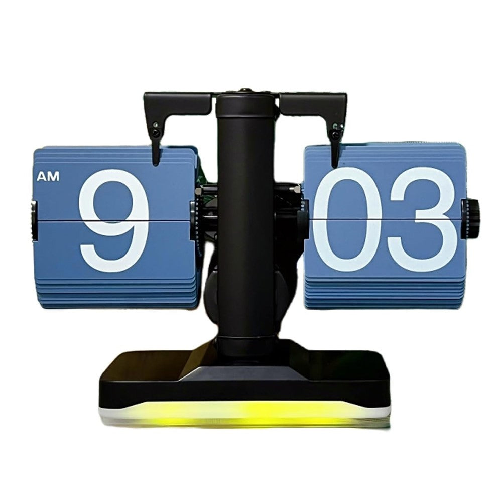 Automatic Flip Clock Retro Simple Home Table Clock Single Foot Stainless Steel Quartz Movement Flip Clock with Night Light