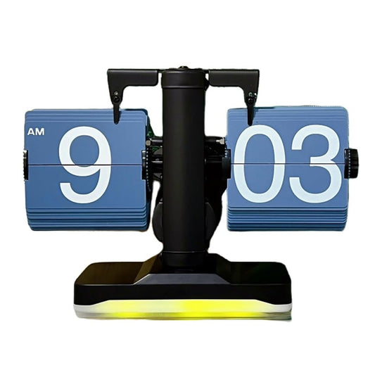 Automatic Flip Clock Retro Simple Home Table Clock Single Foot Stainless Steel Quartz Movement Flip Clock with Night Light