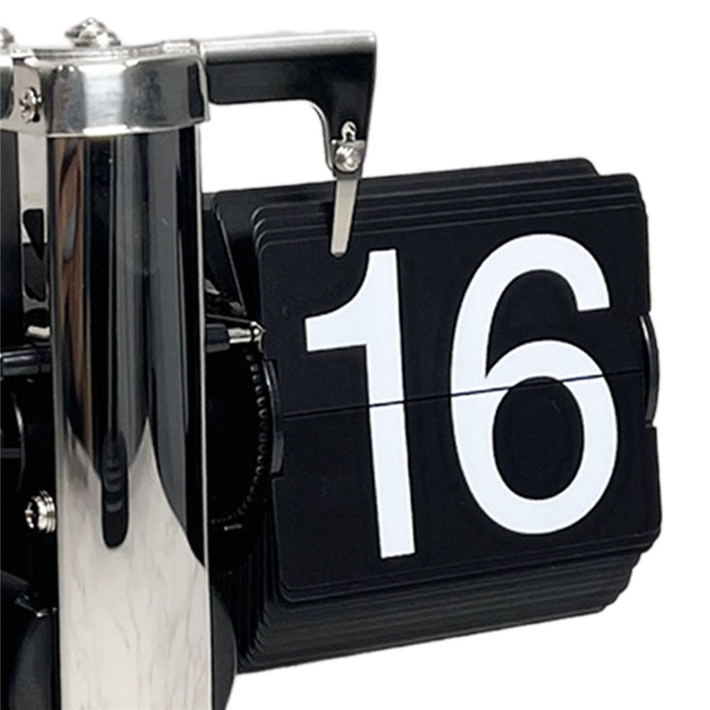 Auto Flip Clock Retro Table Clock Living Room Balance Mechanical Flip Clock with Walnut Square Base