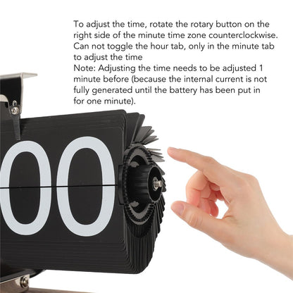 Automatic Flip Clock Retro Simple Desk Clock Single Foot Stainless Steel Quartz Movement Flip Clock Square Walnut Base