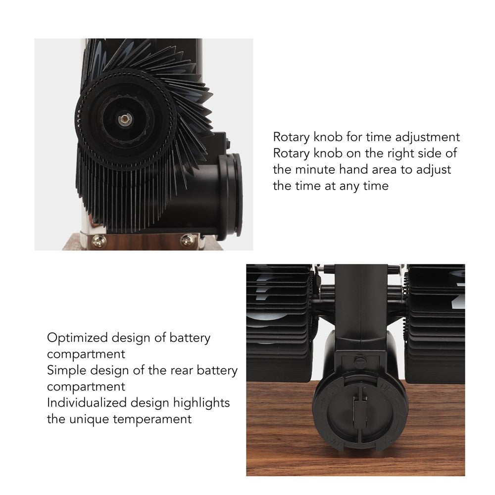 Automatic Flip Clock Retro Simple Desk Clock Single Foot Stainless Steel Quartz Movement Flip Clock Square Walnut Base