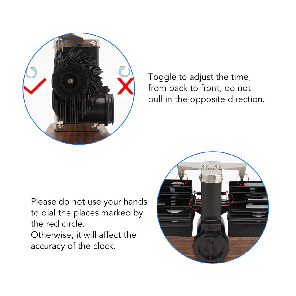 Automatic Flip Clock Retro Simple Desk Clock Single Foot Stainless Steel Quartz Movement Flip Clock Square Walnut Base