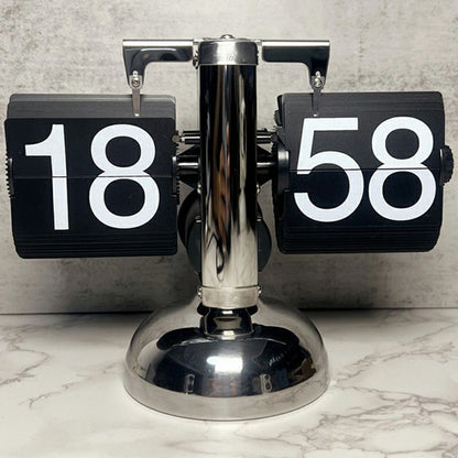 Retro Flip Down Clock Mechanical Digital Flip Desk Clock for Living Room 24 Hour Large Font Stainless Steel