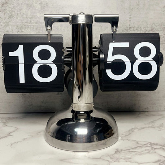 Retro Flip Down Clock Mechanical Digital Flip Desk Clock for Living Room 24 Hour Large Font Stainless Steel