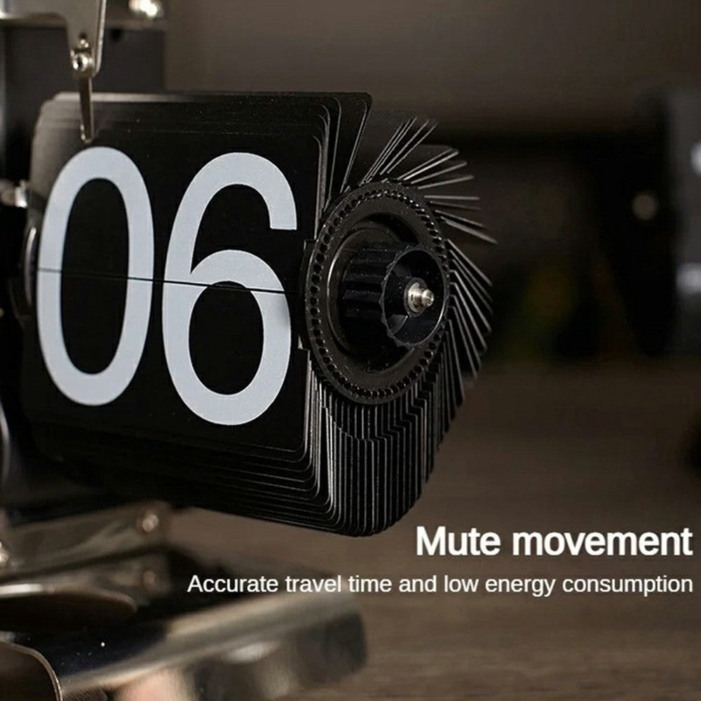 Retro Flip Down Clock Mechanical Digital Flip Desk Clock for Living Room 24 Hour Large Font Stainless Steel