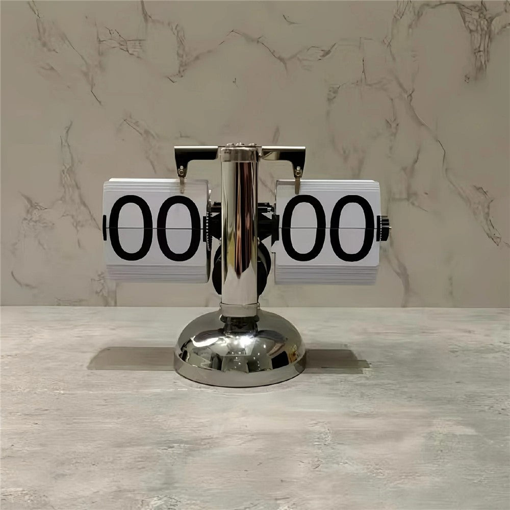 Retro Flip Down Clock Mechanical Digital Flip Desk Clock for Living Room 24 Hour Large Font Stainless Steel