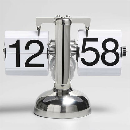Retro Flip Down Clock Mechanical Digital Flip Desk Clock for Living Room 24 Hour Large Font Stainless Steel