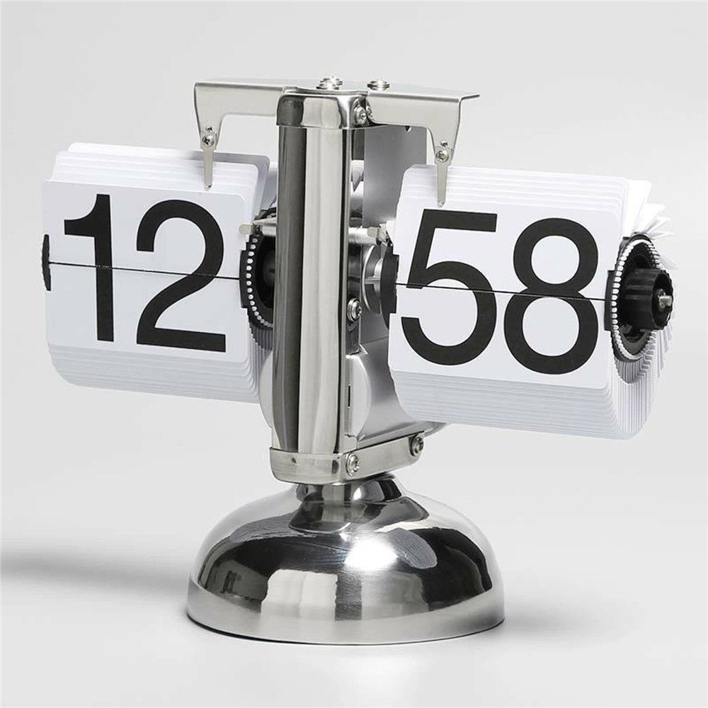 Retro Flip Down Clock Mechanical Digital Flip Desk Clock for Living Room 24 Hour Large Font Stainless Steel