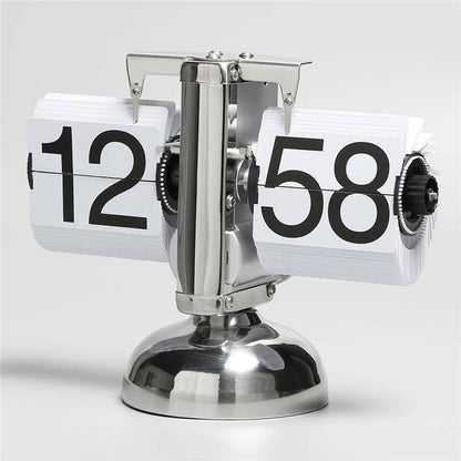 Retro Flip Down Clock Mechanical Digital Flip Desk Clock for Living Room 24 Hour Large Font Stainless Steel