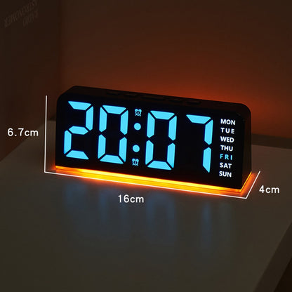 GH9001 LED Digital Clock Large Display with Date Temperature Ambient Light Multi Function Alarm Clock