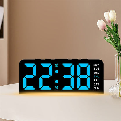 GH9001 LED Digital Clock Large Display with Date Temperature Ambient Light Multi Function Alarm Clock