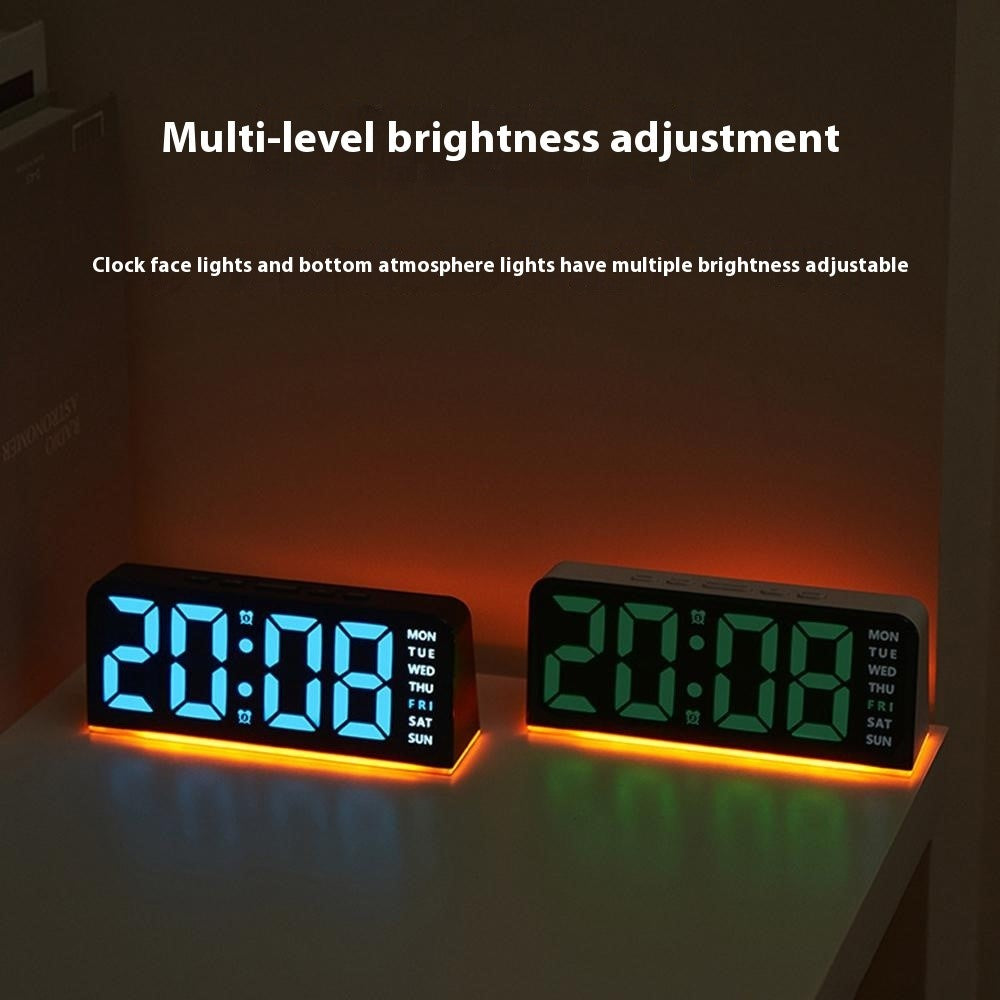 GH9001 LED Digital Clock Large Display with Date Temperature Ambient Light Multi Function Alarm Clock