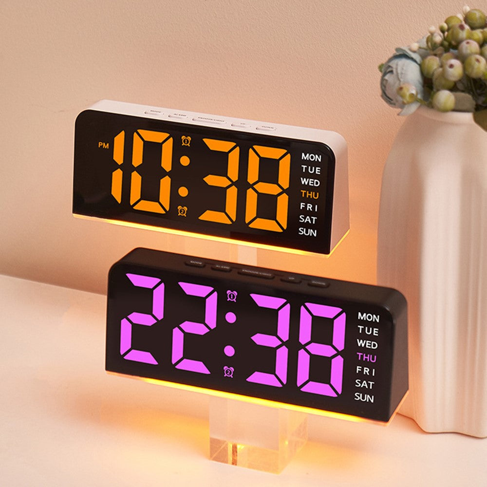GH9001 LED Digital Clock Large Display with Date Temperature Ambient Light Multi Function Alarm Clock