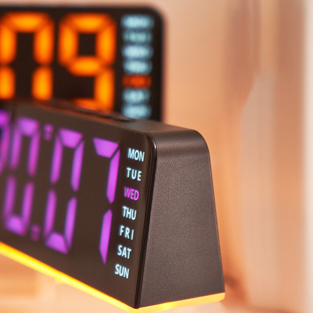 GH9001 LED Digital Clock Large Display with Date Temperature Ambient Light Multi Function Alarm Clock