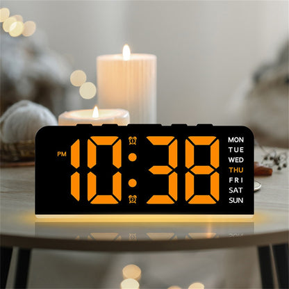 GH9001 LED Digital Clock Large Display with Date Temperature Ambient Light Multi Function Alarm Clock