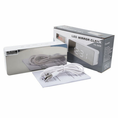 TS-S69 LED Digital Display Multifunction Clock Desk Makeup Mirror Alarm Clock with Temperature