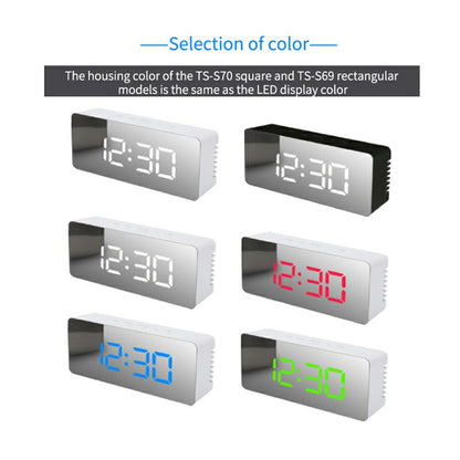 TS-S69 LED Digital Display Multifunction Clock Desk Makeup Mirror Alarm Clock with Temperature