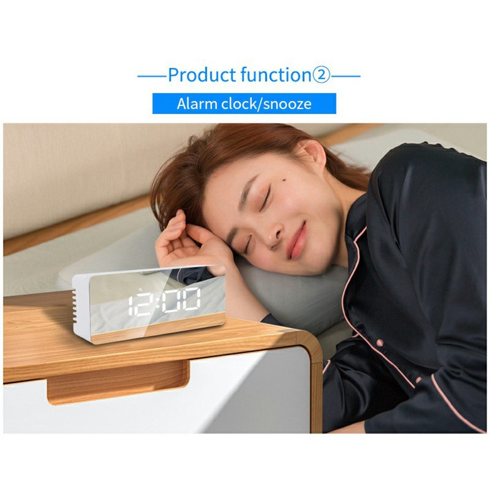 TS-S69 LED Digital Display Multifunction Clock Desk Makeup Mirror Alarm Clock with Temperature