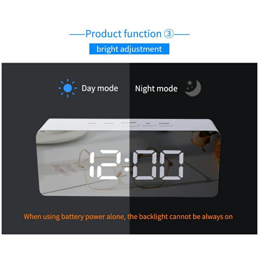 TS-S69 LED Digital Display Multifunction Clock Desk Makeup Mirror Alarm Clock with Temperature
