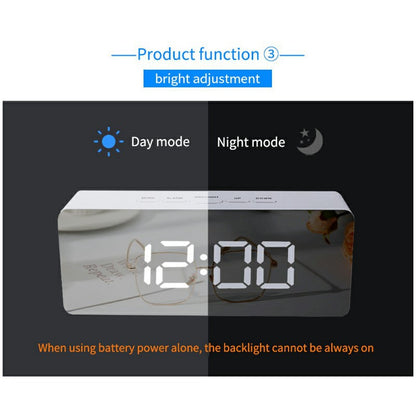TS-S69 LED Digital Display Multifunction Clock Desk Makeup Mirror Alarm Clock with Temperature