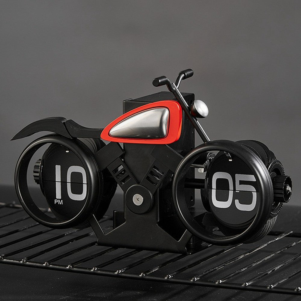 Motorcycle Design Flip Desk Clock Creative Decorative Mechanical Timepiece