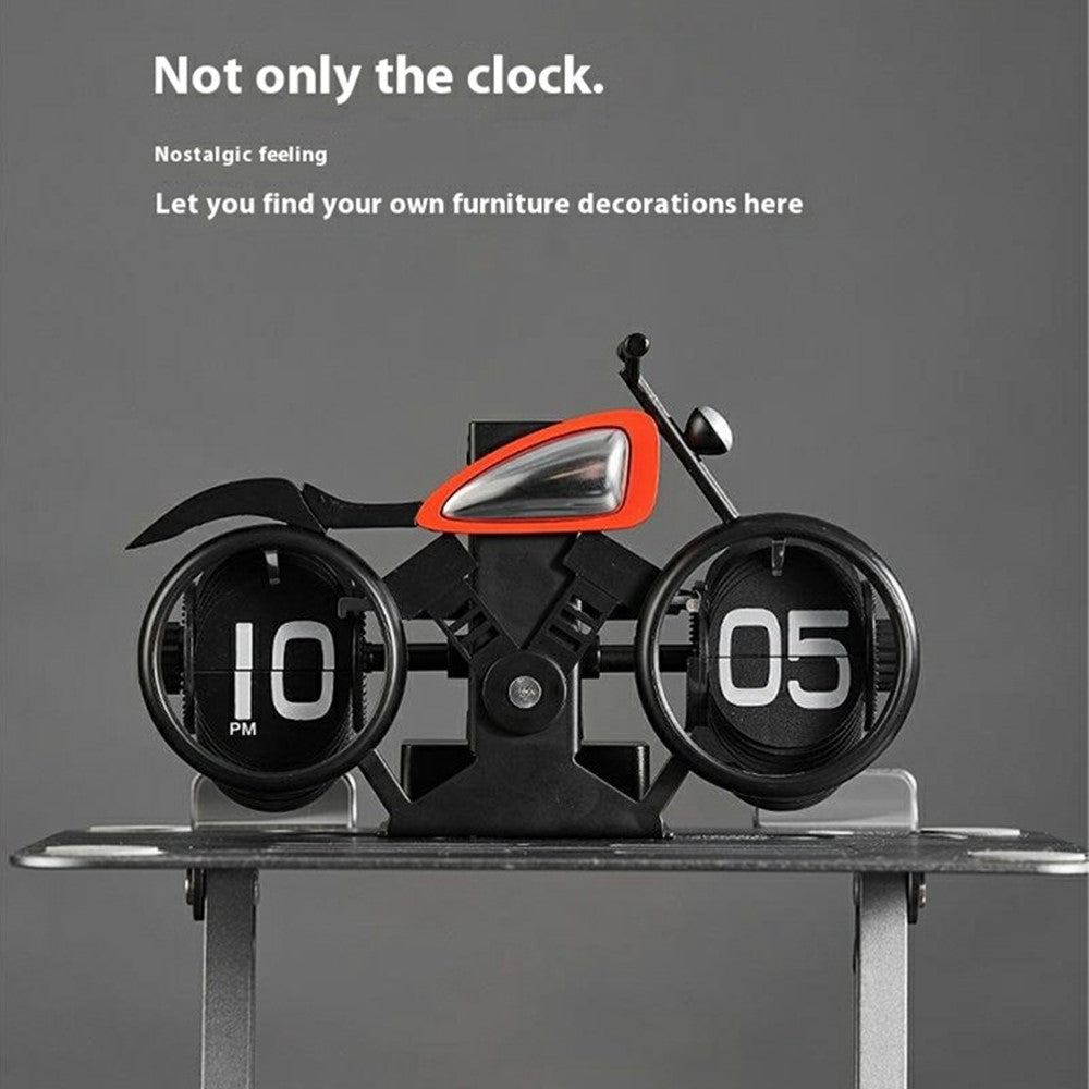 Motorcycle Design Flip Desk Clock Creative Decorative Mechanical Timepiece