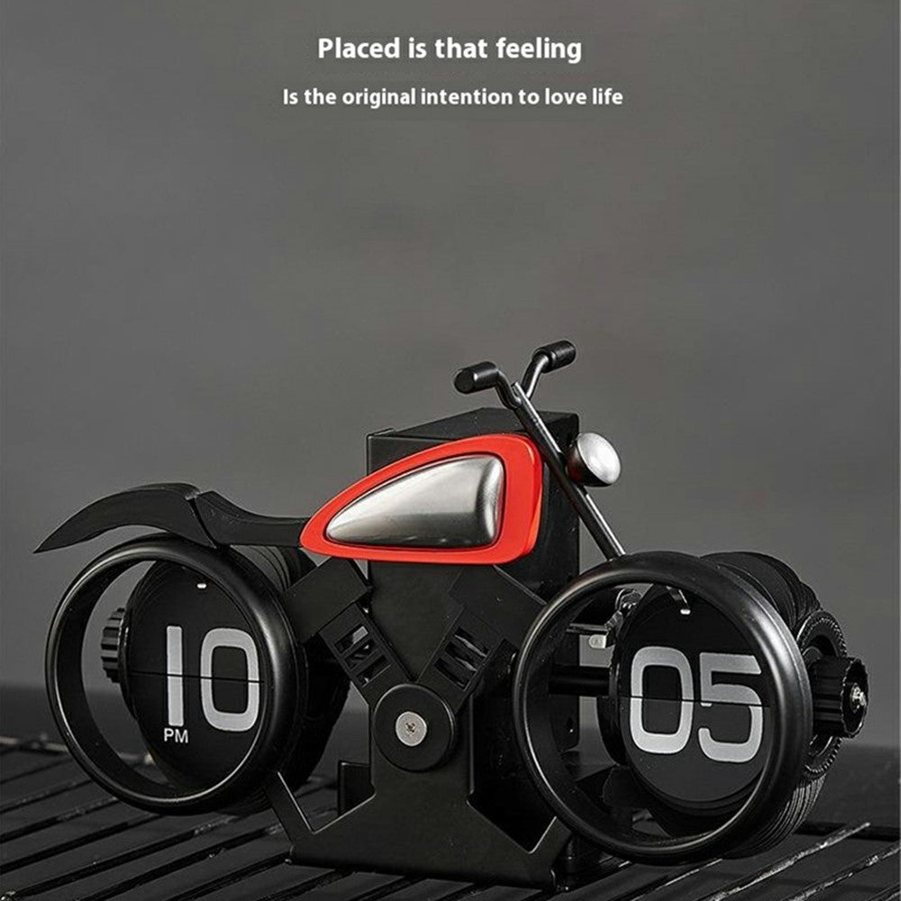 Motorcycle Design Flip Desk Clock Creative Decorative Mechanical Timepiece
