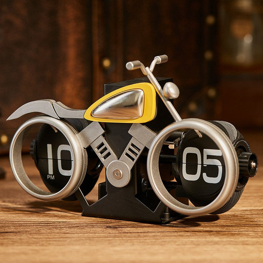 Motorcycle Design Flip Desk Clock Creative Decorative Mechanical Timepiece