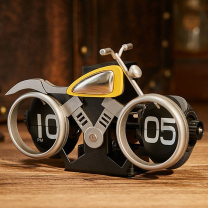 Motorcycle Design Flip Desk Clock Creative Decorative Mechanical Timepiece