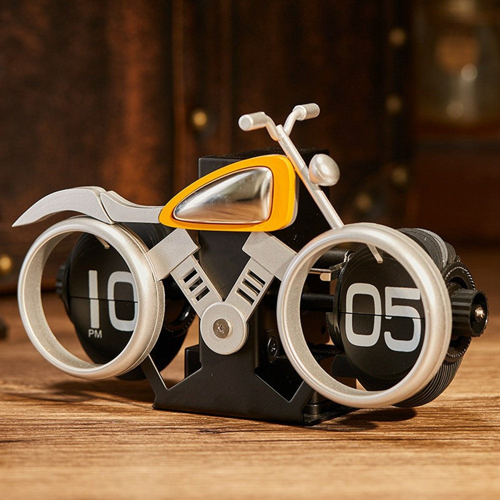 Motorcycle Design Flip Desk Clock Creative Decorative Mechanical Timepiece