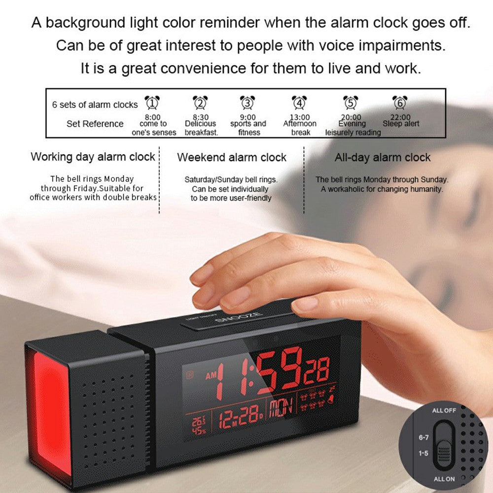TS-P30 Creative Radio Alarm Clock with Color Alert Digital Display Sound Light IR Motion Sensor 7 Color Night Light
