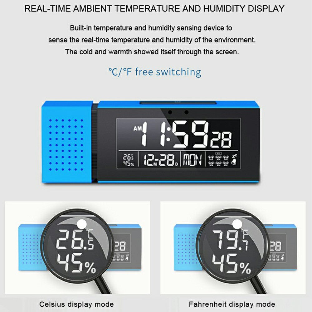 TS-P30 Creative Radio Alarm Clock with Color Alert Digital Display Sound Light IR Motion Sensor 7 Color Night Light