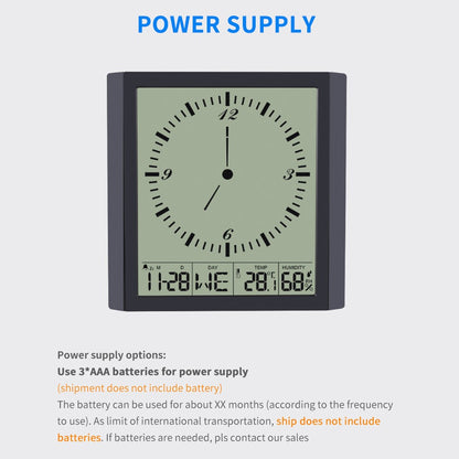 TS-8675 Multifunctional Digital Wall Clock Large Screen Display Temperature Humidity Meter Alarm Clock