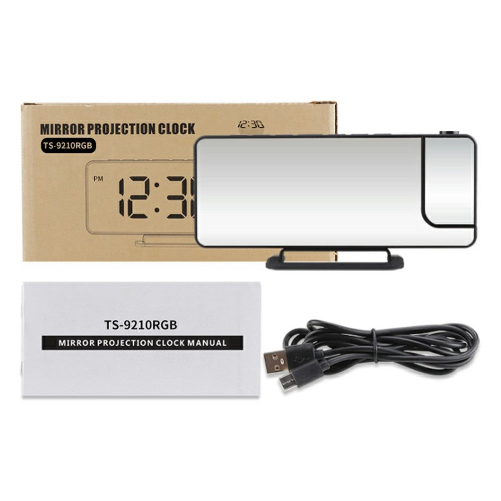 TS-9210 RGB Mirror Projection Clock Large Screen Digital Alarm Clock Desktop Electronic Clock