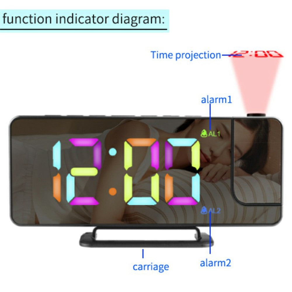 TS-9210 RGB Mirror Projection Clock Large Screen Digital Alarm Clock Desktop Electronic Clock