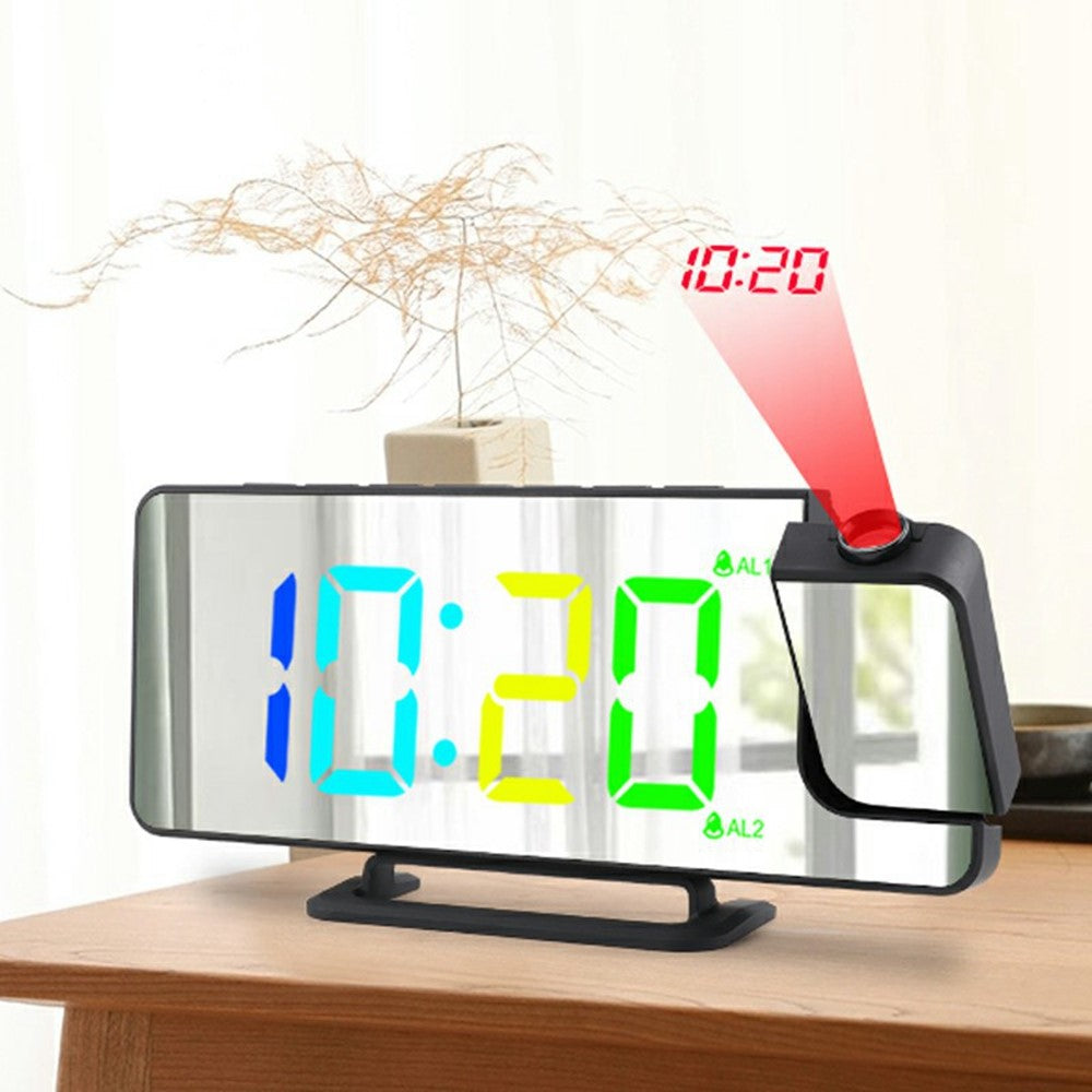 TS-9210 RGB Mirror Projection Clock Large Screen Digital Alarm Clock Desktop Electronic Clock