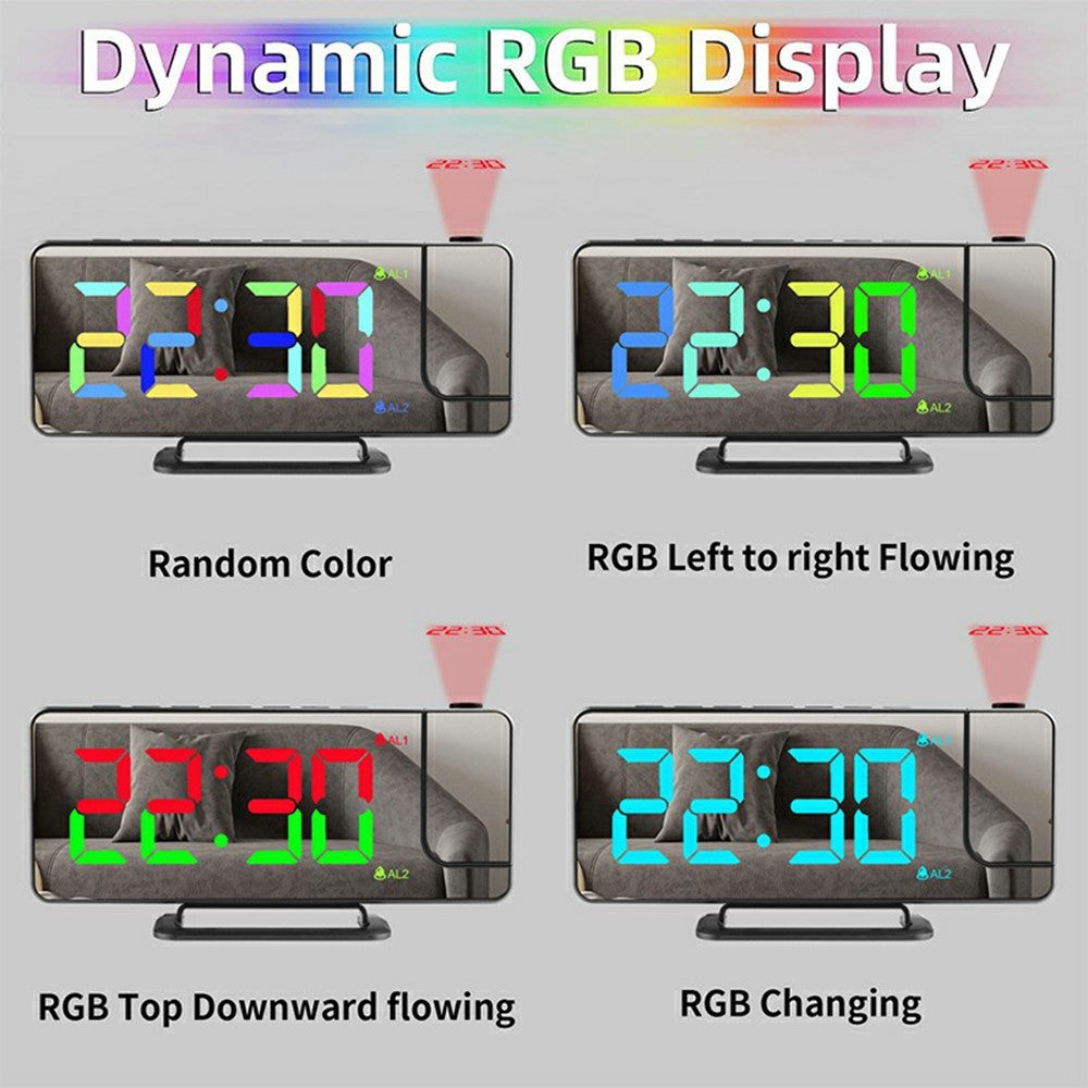 TS-9210 RGB Mirror Projection Clock Large Screen Digital Alarm Clock Desktop Electronic Clock
