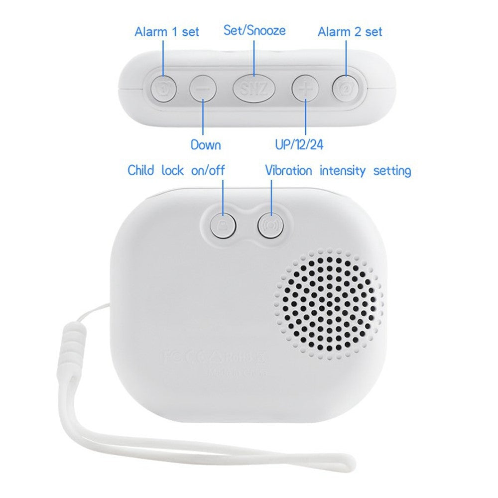 TS-BC700 Portable Vibrating Alarm Clock Multifunction Rechargeable Vibration Clock for Deaf / Elderly / Heavy Sleepers