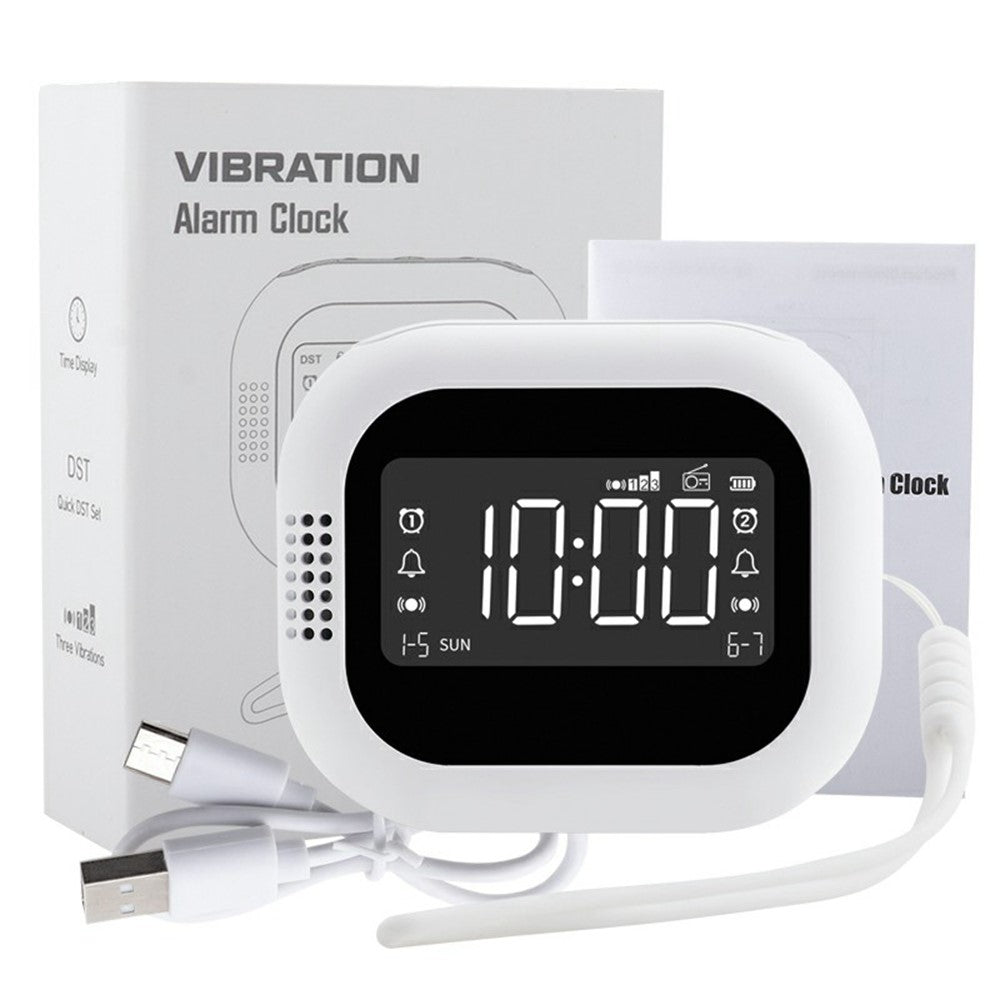 TS-BC700F Multifunction Vibrating Alarm Clock Portable FM Radio for Deaf Elderly Heavy Sleepers