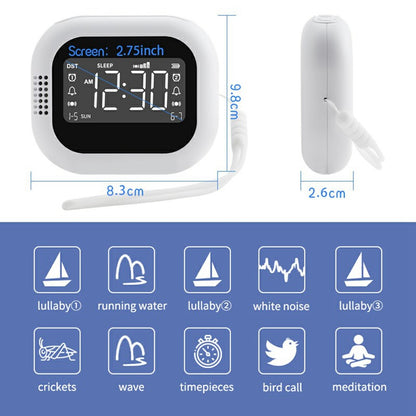 TS-BC700S Portable Vibrating Alarm Clock 2.75 Inch White Noise Machine for Deaf Elderly Heavy Sleepers