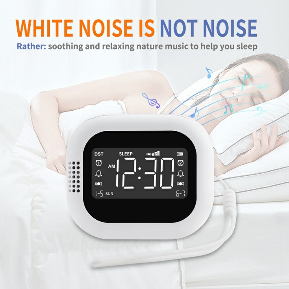 TS-BC700S Portable Vibrating Alarm Clock 2.75 Inch White Noise Machine for Deaf Elderly Heavy Sleepers