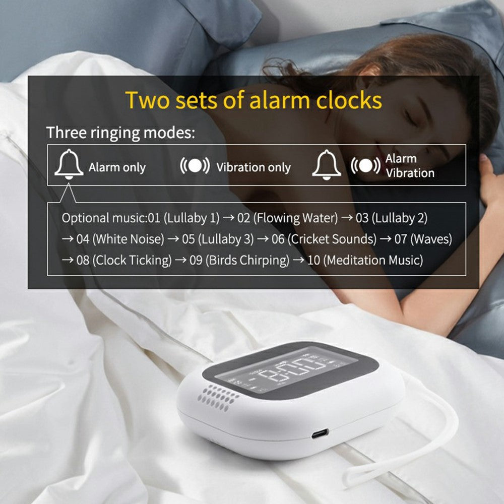 TS-BC700S Portable Vibrating Alarm Clock 2.75 Inch White Noise Machine for Deaf Elderly Heavy Sleepers