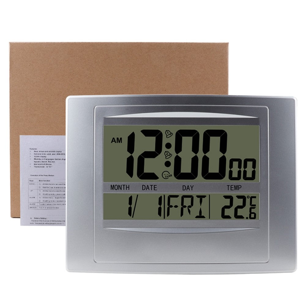 TS-H129Y Multifunction Digital Alarm Clock Large Screen Calendar Temperature Display Wall Clock