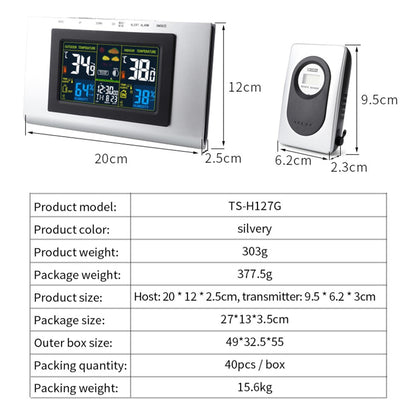 TS-H127G Multifunction Wireless Weather Station Color Display Alarm Clock Digital Thermometer Hygrometer