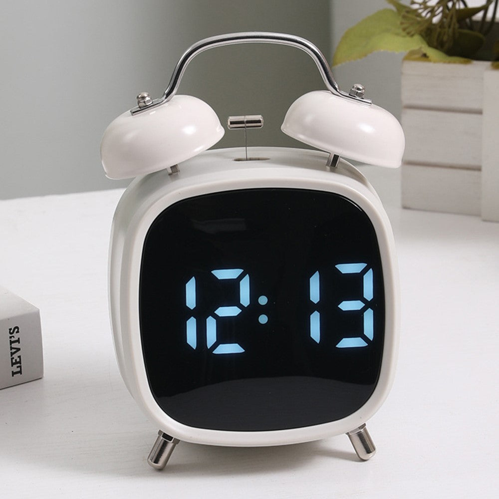 GH8032 Creative LED Alarm Clock Large Volume Metal Bell Digital Clock for Heavy Sleepers
