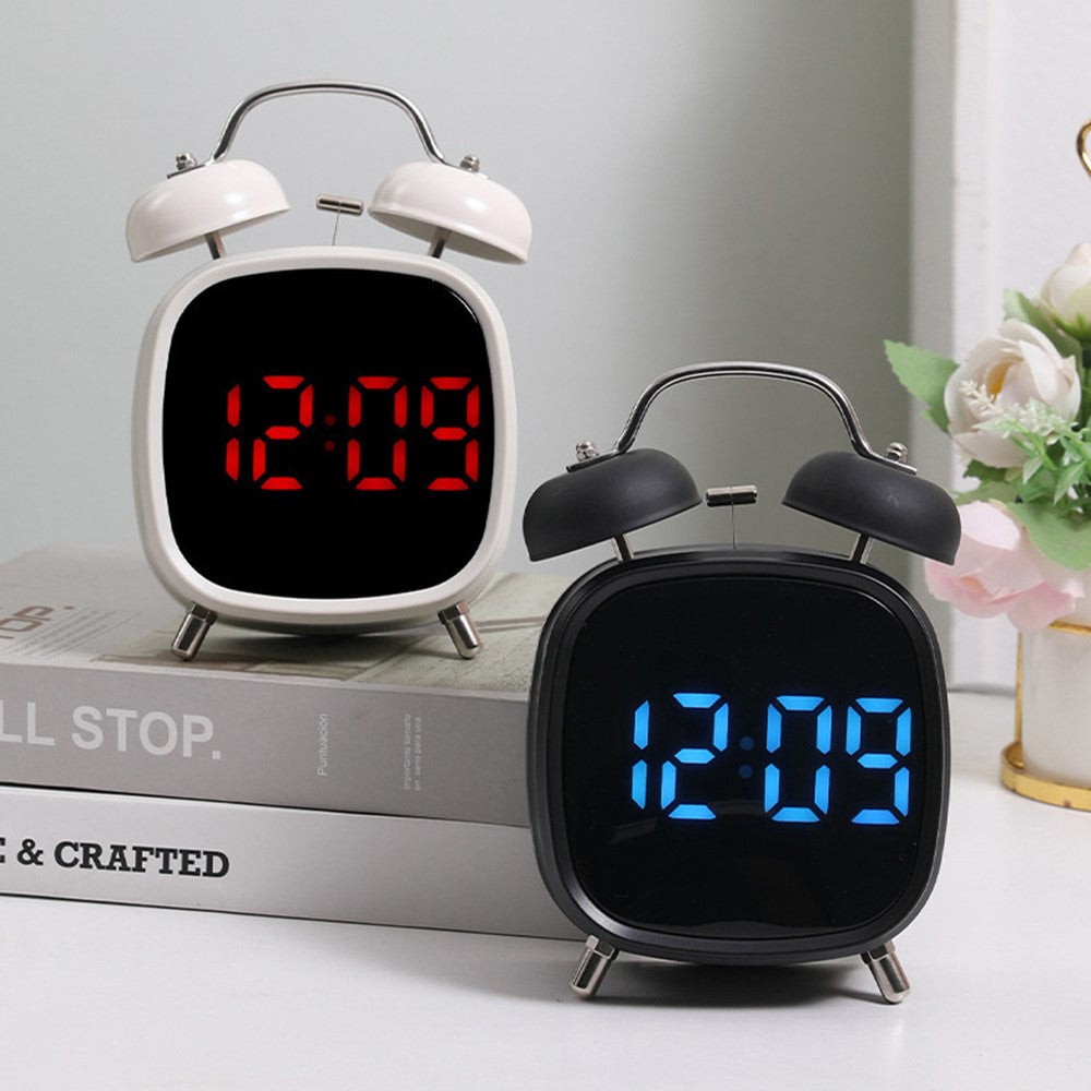 GH8032 Creative LED Alarm Clock Large Volume Metal Bell Digital Clock for Heavy Sleepers