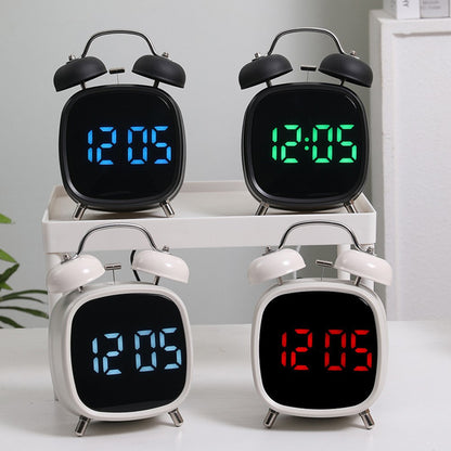 GH8032 Creative LED Alarm Clock Large Volume Metal Bell Digital Clock for Heavy Sleepers