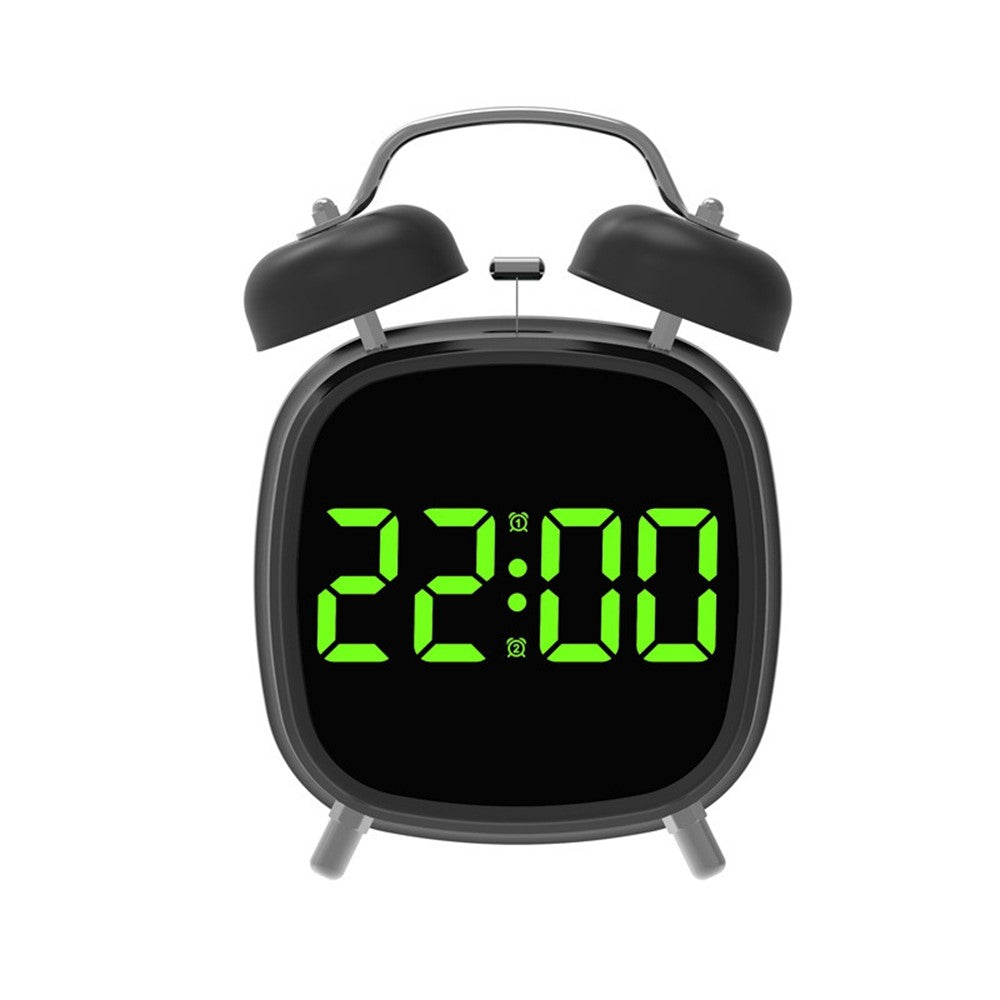 GH8032 Creative LED Alarm Clock Large Volume Metal Bell Digital Clock for Heavy Sleepers