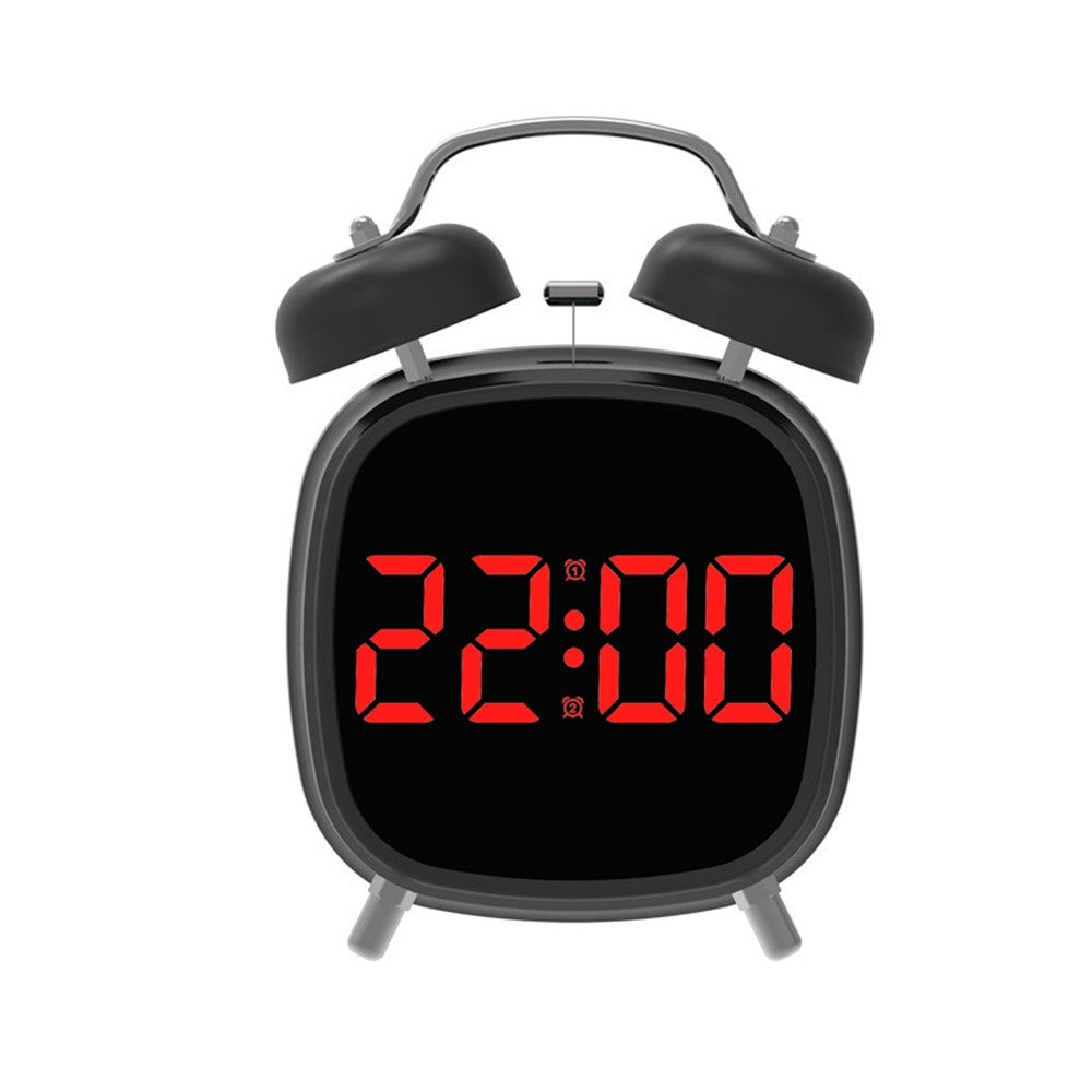 GH8032 Creative LED Alarm Clock Large Volume Metal Bell Digital Clock for Heavy Sleepers
