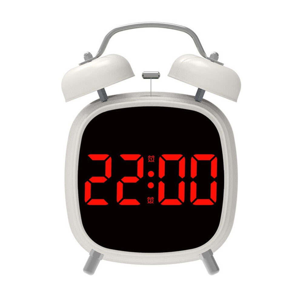 GH8032 Creative LED Alarm Clock Large Volume Metal Bell Digital Clock for Heavy Sleepers